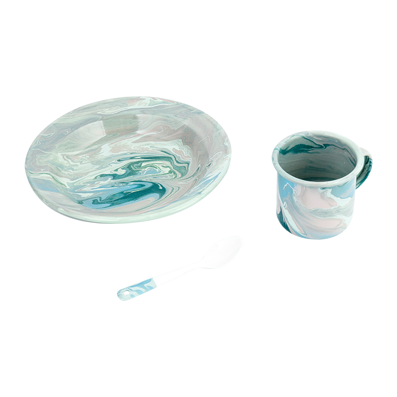 ชุดกาน้ำชาเคลือบฟันดอกไม้ยุโรป