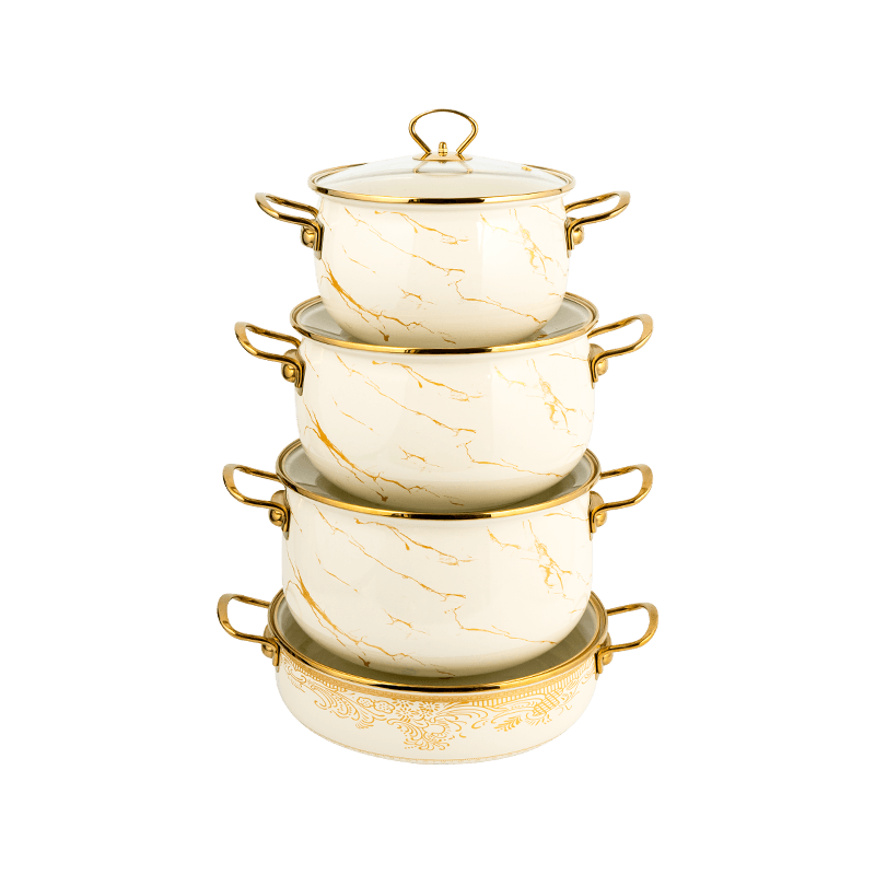 806D-5 สแตนเลสกลม RIM Stockpot Simmer Enamel Pot